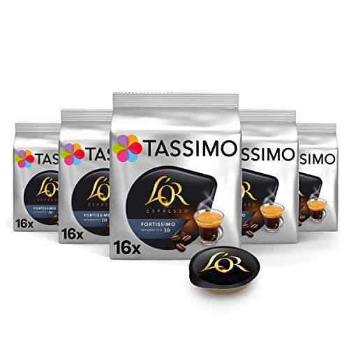 Tassimo Cápsulas de Café L’OR Espresso Fortissimo | 80 Cápsulas Compatibles con Cafetera Tassimo