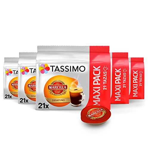 Tassimo Cápsulas de Café Marcilla Desayuno Big Pack | 105 Cápsulas Compatibles con Cafetera Tassimo