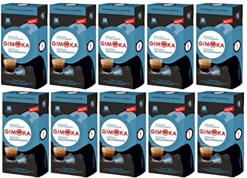Gimoka Mezcla de Café Espresso Descafeinado, intensidad 7/13-100 Cápsulas de Aluminio