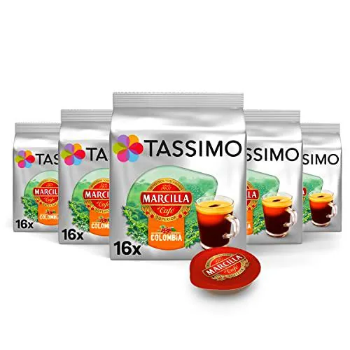 TASSIMO Marcilla Café Colombia - 5 paquetes de 16 cápsulas: Total 80 cafés