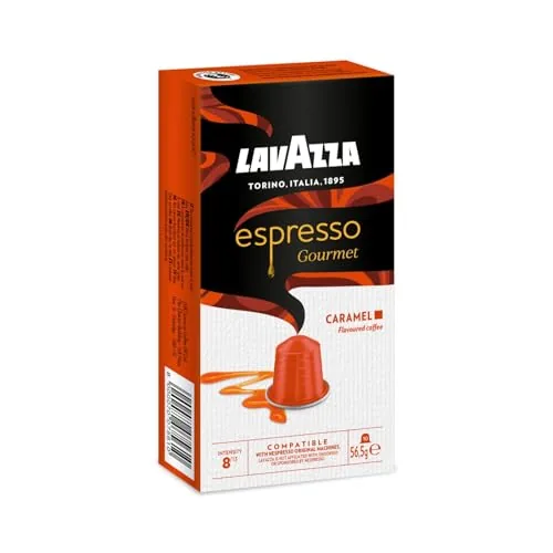 Lavazza, Espresso Gourmet Caramel, 10 Cápsulas de Aluminio Compatibles con Máquinas Nespresso Original