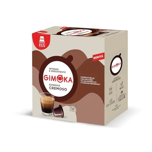 Gimoka Mezcla de Café Espresso Cremoso, intensidad 10/13-50 Cápsulas de Plástico