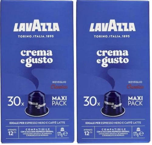 Lavazza, Crema e Gusto Classico, 30 Cápsulas de Café Compatibles con Máquinas Nespresso Original