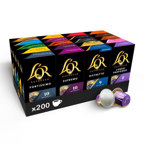 L'OR Espresso Surtido de Cápsulas de Café | Intensidades 4 a 12 | 200 Cápsulas Compatibles Nespresso (R)*