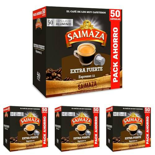 Saimaza Café Cápsulas Extra Fuerte, 50 Cápsulas Compatibles Nespresso (Paquete de 4)