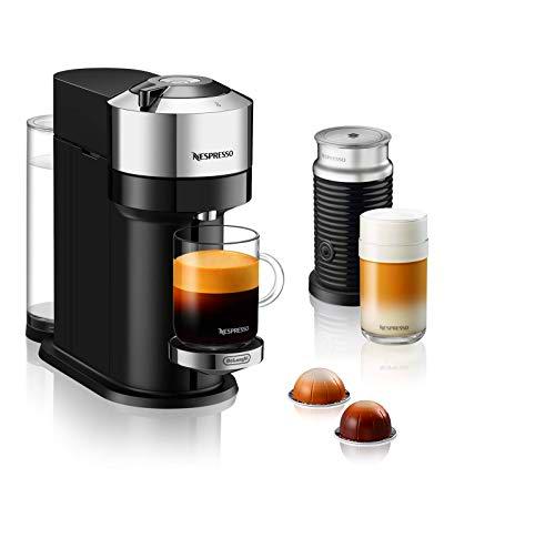 De'Longhi Nespresso Vertuo Next ENV 120.CAE - Cafetera de cápsulas con espumador de leche Aeroccino, cromado