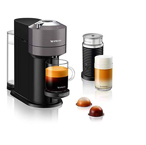 De'Longhi Nespresso Vertuo Next ENV 120.GYAE - Cafetera de cápsulas con espumador de leche Aeroccino, color gris