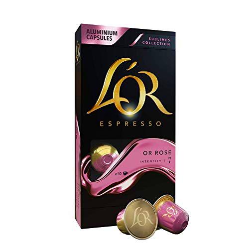L'Or Espresso Café Or Rose Intensidad 7 - 100 cápsulas de aluminio compatibles con máquinas Nespresso (R)* (10 Paquetes de 10 cápsulas)