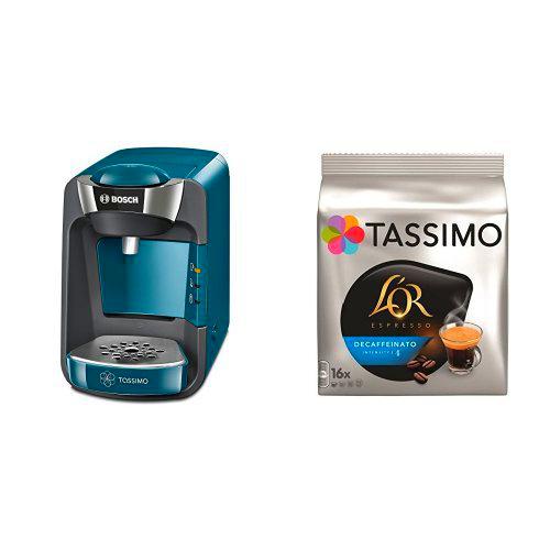 Bosch TAS3205 Tassimo Suny (azul pacífico) + Pack café 5 paquetes Tassimo Decaffeinato