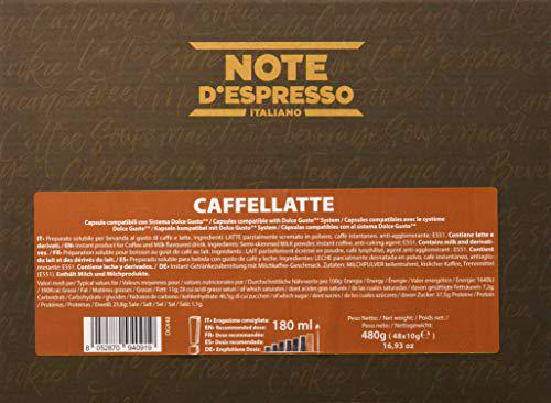 Note D'Espresso - Cápsulas de Caffelatte Instantáneo compatibles con cafeteras Dolce Gusto