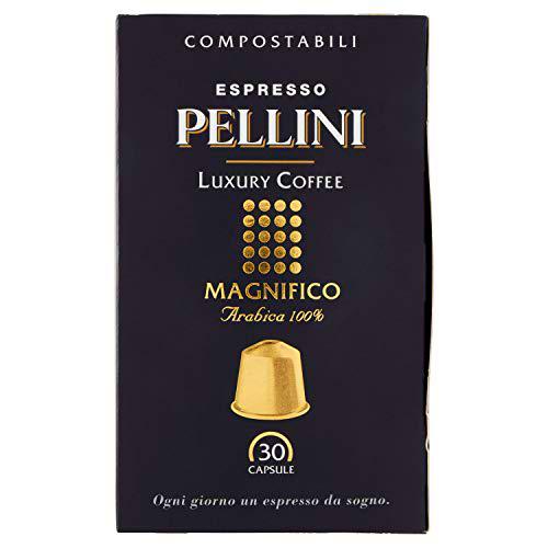 Pellini Luxury Coffee Magnifico Cápsulas Compatible Con Máquina Nespresso Cápsulas Compostables Autoprotegidas (1 Paquete De 30 Cápsulas) 150 g