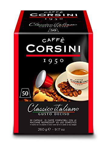 Caffè Corsini Clásico Italiano Gusto Deciso Café Fuerte 50 Nespresso Cápsulas 260 g