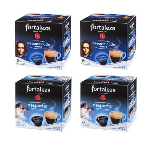 Café FORTALEZA - Surtido de Cápsulas de Descafeinado Forte y Despertar Compatibles con Dolce Gusto