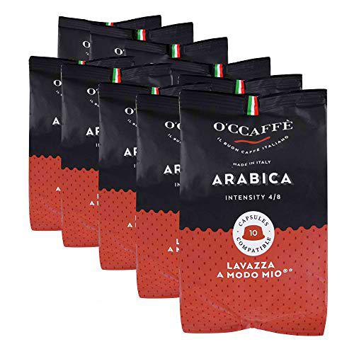 O'ccaffè - Arabica | Lavazza a Modo Mio cápsulas compatibles | 100 cápsulas | café de tostado extra lento de tambor de la empresa familiar italiana