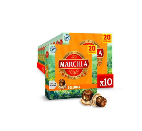 Marcilla Cápsulas de Café Colombia | Intensidad 10 | 200 Cápsulas Compatibles Nespresso (R)*
