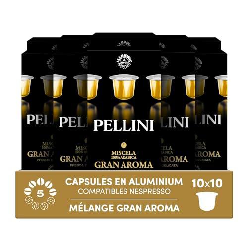 Pellini Gran Aroma 100% Arábica, 100 Cápsulas de Aluminio compatibles con Nespresso