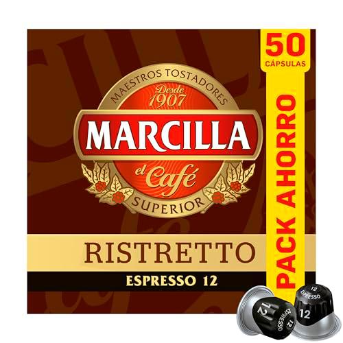 Marcilla Cápsulas de Café Ristretto | Intensidad 12 | 50 Cápsulas Compatibles Nespresso