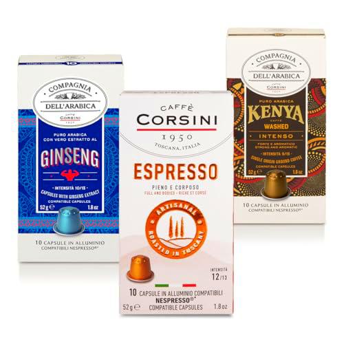 Caffè Corsini - Set de Cápsulas de Café Compatibles con Nespresso Energía y Bienestar