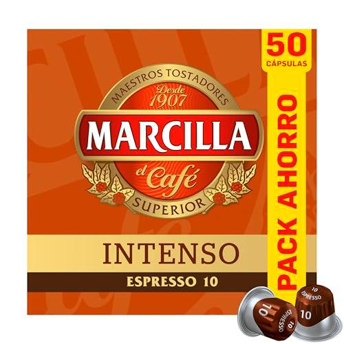 Marcilla Cápsulas de Café Intenso | Intensidad 10 | 50 Cápsulas Compatibles Nespresso